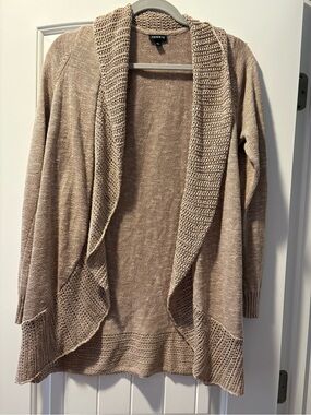 Torrid Taupe Open Front Crochet Trim Cardigan Size 00, Boho Layering Sweater